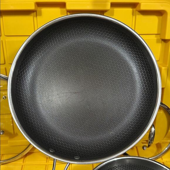 HEXCLAD Hybrid 7 Piece Nonstick Stainless Steel Frying Pan Set 8 10 12" Lids Wok - Picture 6 of 12